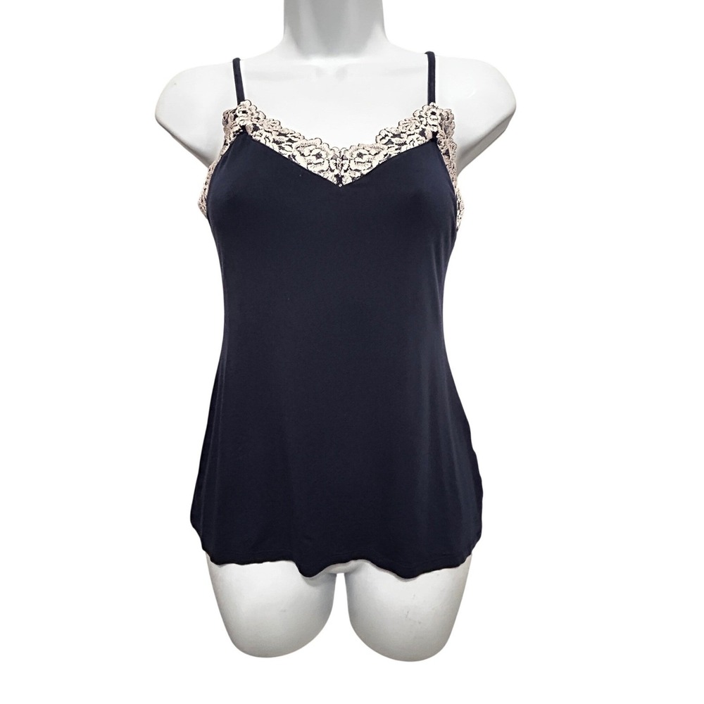 Intimissimi‎ Women XS Fitted Lace Trim Cami Y2K Navy Festival Coquette Elena